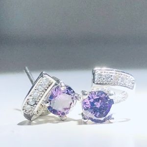 Sterling Silver earring with pink stone